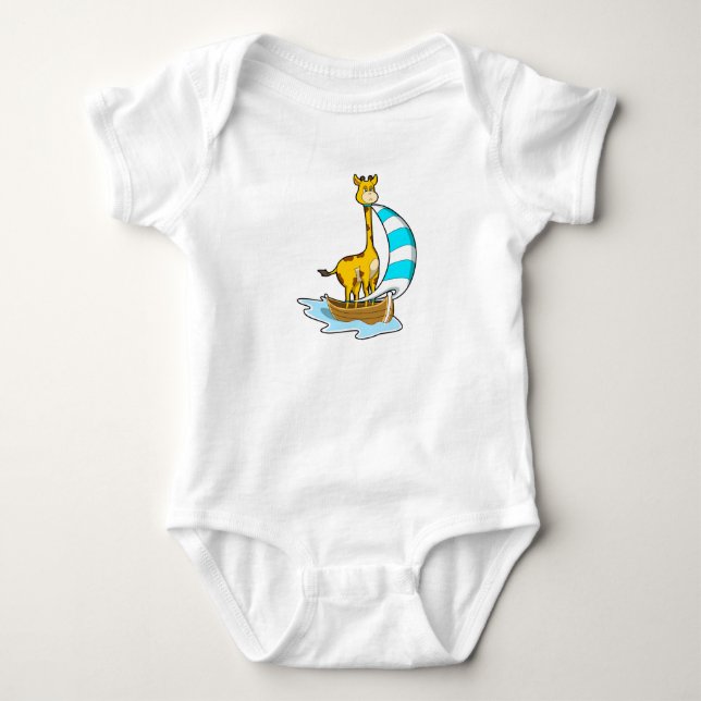 Giraffe with Sailing boat Baby Bodysuit (Front)