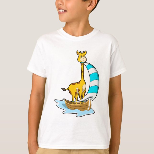 Giraffe with Sailing boat T-Shirt (Front)