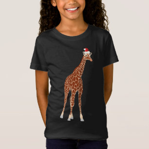 Giraffe With Santa Hat Christmas T-Shirt