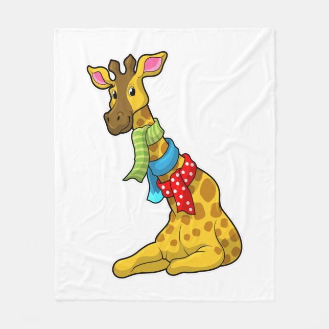Giraffe with Scarf Fleece Blanket (Front)