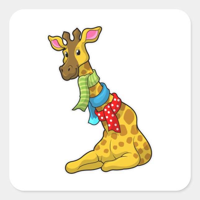 Giraffe with Scarf Square Sticker (Front)