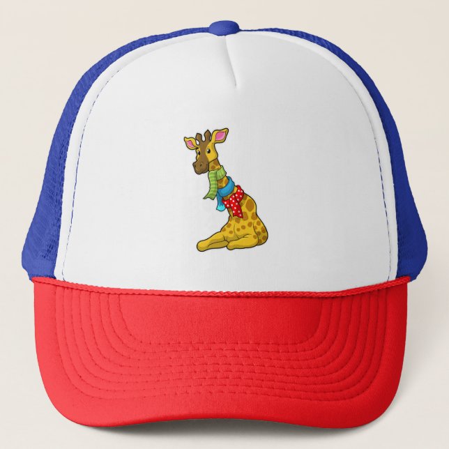 Giraffe with Scarf Trucker Hat (Front)