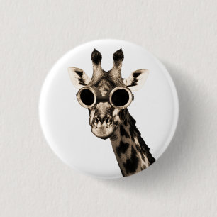 Giraffe With Steampunk Sunglasses Goggles 3 Cm Round Badge