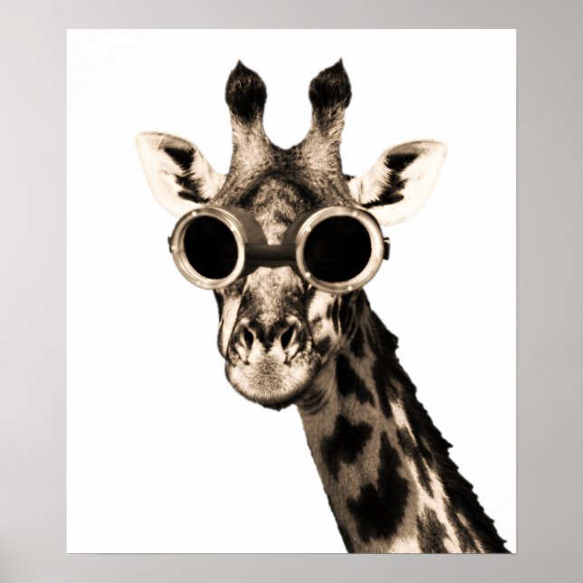Giraffe With Steampunk Sunglasses Goggles Poster (Front)