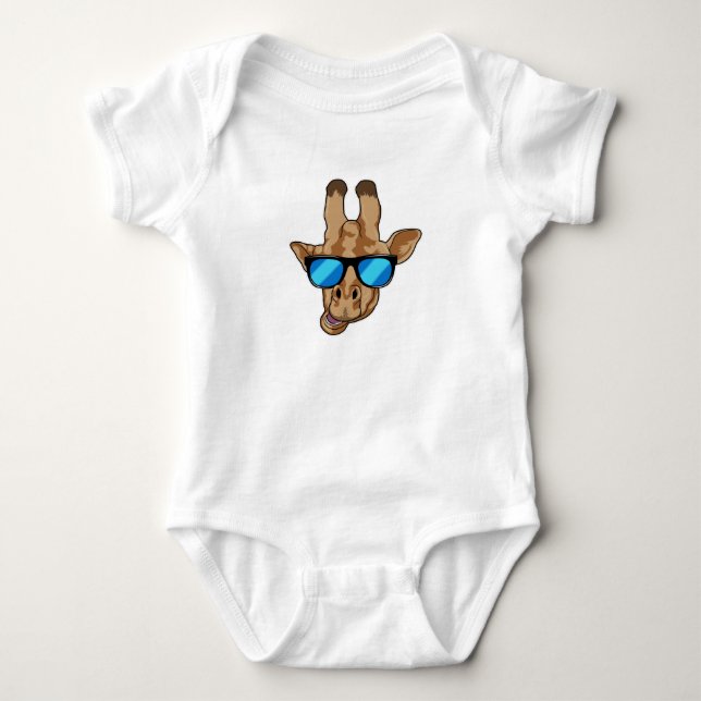 Giraffe with Sunglasses Baby Bodysuit (Front)