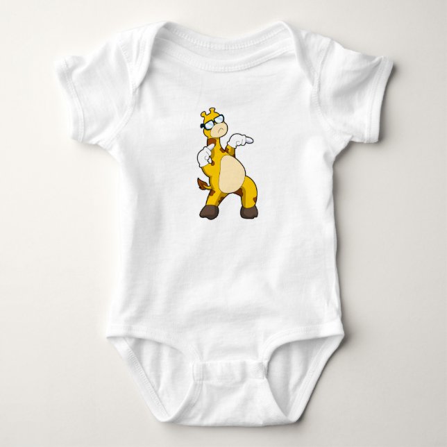 Giraffe with Sunglasses Baby Bodysuit (Front)