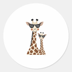 Giraffe with Sunglasses Jungle Safari Animal Giraf Classic Round Sticker