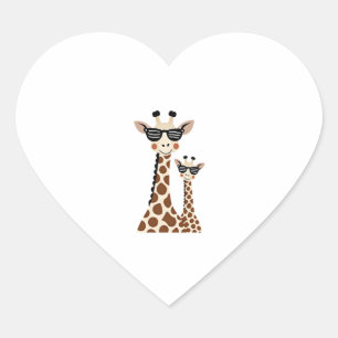 Giraffe with Sunglasses Jungle Safari Animal Giraf Heart Sticker