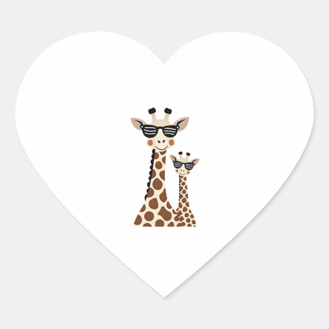 Giraffe with Sunglasses Jungle Safari Animal Giraf Heart Sticker (Front)