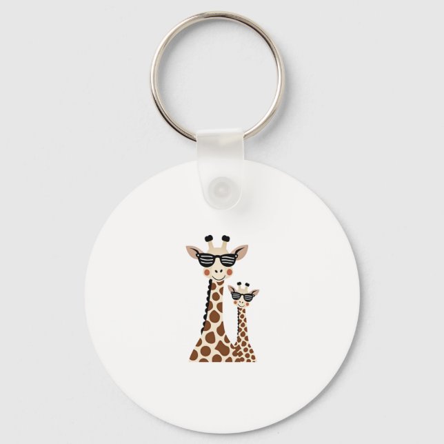 Giraffe with Sunglasses Jungle Safari Animal Giraf Key Ring (Front)