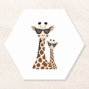 Giraffe with Sunglasses Jungle Safari Animal Giraf Paper Coaster