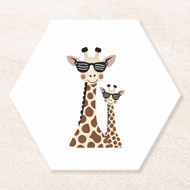 Giraffe with Sunglasses Jungle Safari Animal Giraf Paper Coaster (Front)
