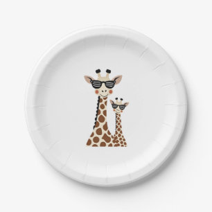Giraffe with Sunglasses Jungle Safari Animal Giraf Paper Plate