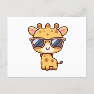Giraffe with sunglasses postcard