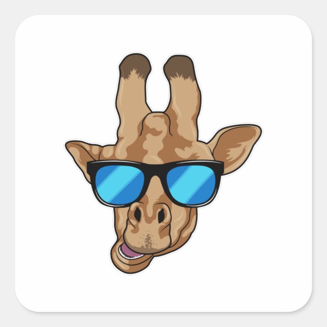 Giraffe with Sunglasses Square Sticker (Front)