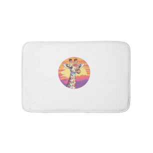 Giraffe With Sunset Safari Vibes Art Bath Mat
