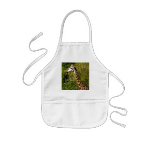 Giraffe with Tongue Sticking Out Curled Up Kids Apron