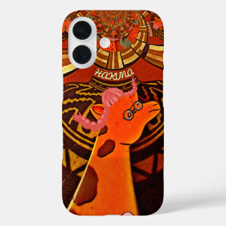 Giraffe with two ponytails art iPhone 16 case