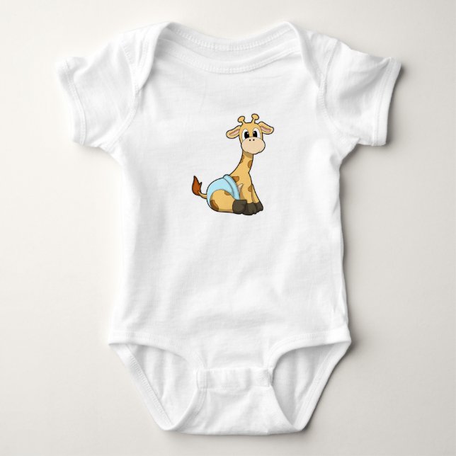 Giraffe with Underpants Baby Bodysuit (Front)