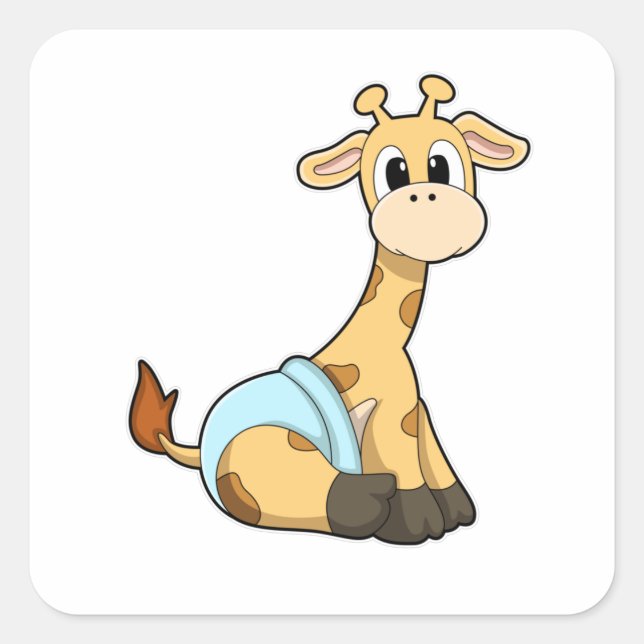 Giraffe with Underpants Square Sticker (Front)