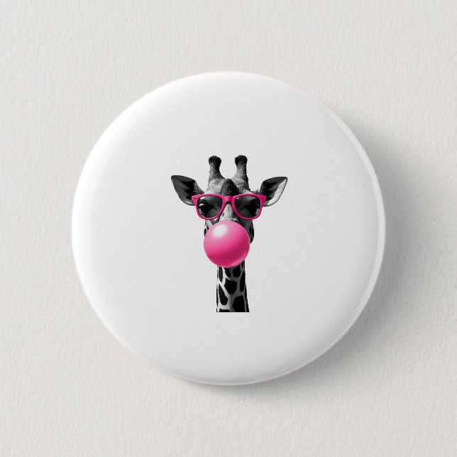 Giraffe Women Giraffe Face with Sunglasses Wild An 6 Cm Round Badge (Front)