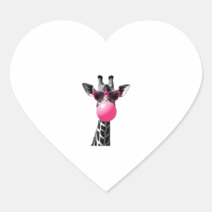 Giraffe Women Giraffe Face with Sunglasses Wild An Heart Sticker