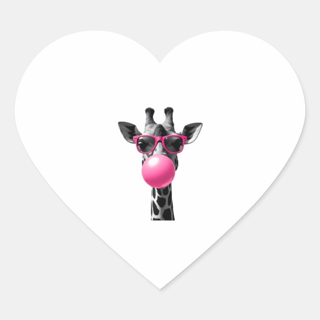 Giraffe Women Giraffe Face with Sunglasses Wild An Heart Sticker (Front)