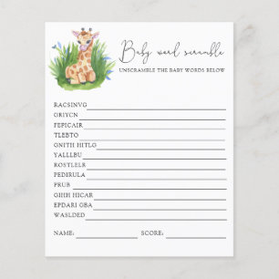 Giraffe Word Scramble   Baby Shower Game