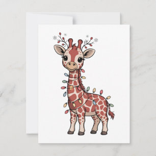 Giraffe Wrapped in Christmas Lights Animal Lovers  Card