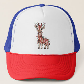 Giraffe Wrapped in Christmas Lights Animal Lovers  Trucker Hat