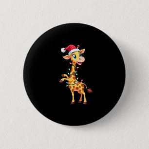 Giraffe Xmas Lighting Funny Santa Giraffe Christma 6 Cm Round Badge