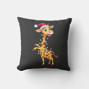Giraffe Xmas Lighting Funny Santa Giraffe Christma Cushion