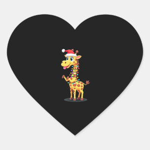 Giraffe Xmas Lighting Funny Santa Giraffe Christma Heart Sticker