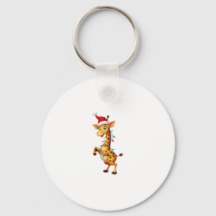 Giraffe Xmas Lighting Funny Santa Giraffe Christma Key Ring