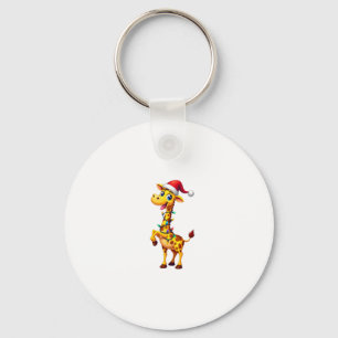 Giraffe Xmas Lighting Funny Santa Giraffe Christma Key Ring