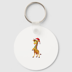 Giraffe Xmas Lighting Funny Santa Giraffe Christma Key Ring