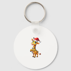 Giraffe Xmas Lighting Funny Santa Giraffe Christma Key Ring