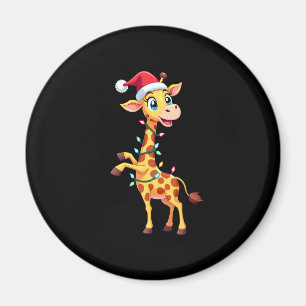 Giraffe Xmas Lighting Funny Santa Giraffe Christma Magnet