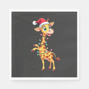 Giraffe Xmas Lighting Funny Santa Giraffe Christma Napkin