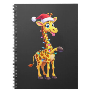 Giraffe Xmas Lighting Funny Santa Giraffe Christma Notebook