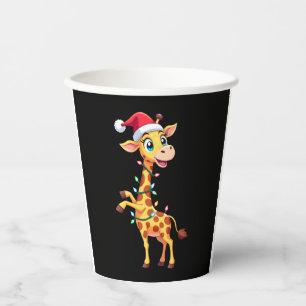 Giraffe Xmas Lighting Funny Santa Giraffe Christma Paper Cups
