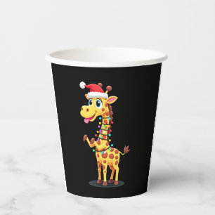 Giraffe Xmas Lighting Funny Santa Giraffe Christma Paper Cups