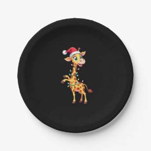Giraffe Xmas Lighting Funny Santa Giraffe Christma Paper Plate