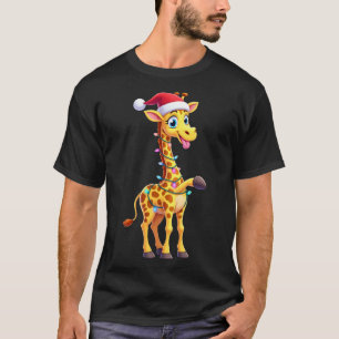 Giraffe Xmas Lighting Funny Santa Giraffe Christma T-Shirt