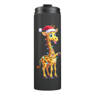 Giraffe Xmas Lighting Funny Santa Giraffe Christma Thermal Tumbler