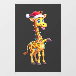 Giraffe Xmas Lighting Funny Santa Giraffe Christma Window Cling