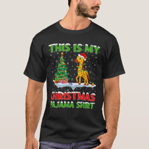 Giraffe Xmas Tree Lights This Is My Christmas Paja T-Shirt