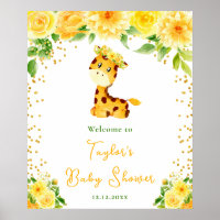 Giraffe Yellow Floral Baby Shower Welcome