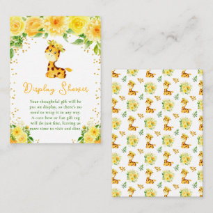 Giraffe Yellow Floral Display Baby Shower Enclosure Card