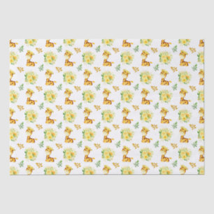 Giraffe Yellow Floral Flowers Tissue Paper
